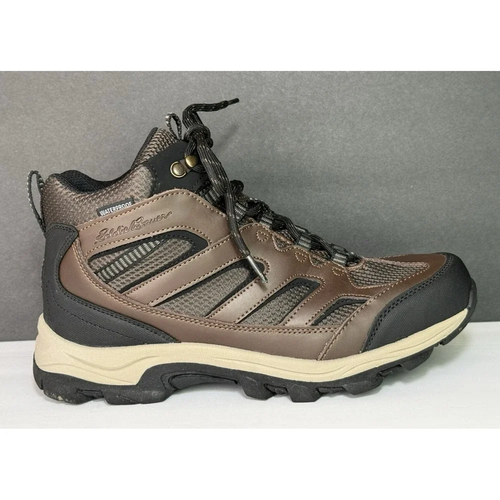 Eddie Bauer Men's Size 8.5 Graham Brown Leather Waterproof Hiking Boots EUC